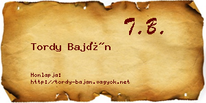Tordy Baján névjegykártya